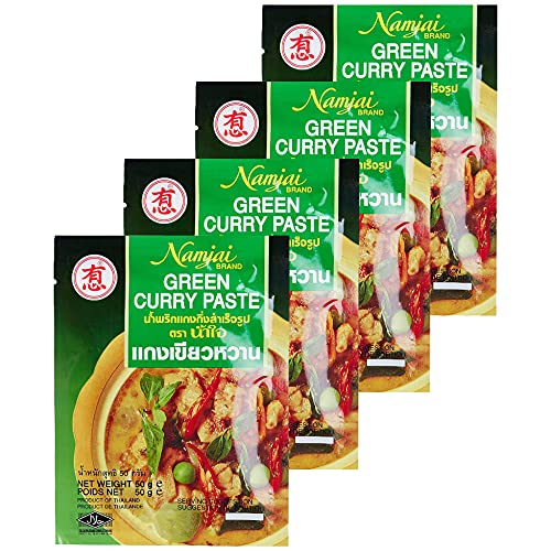 Namjai Green Curry Paste, 4 x 50 g - "Green Curry Family Pack!"