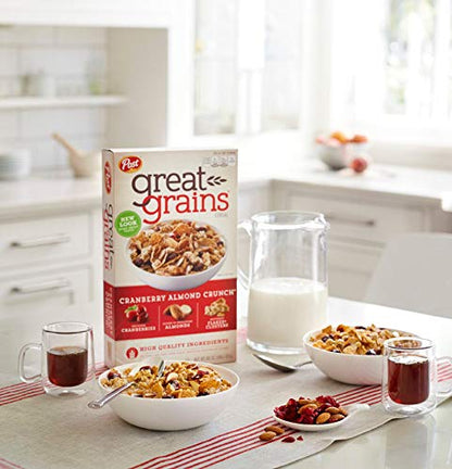 Post Great Grains Cranberry Almond Crunch Whole Grain, Non GMO Verified, Heart Healthy Cereal, 14 Ounce Box - Cranberry almond crunch for a heart-healthy start!