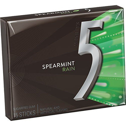 5 Gum Spearmint Rain Sugarfree Gum, Bulk 18 Packs - Freshness That Lasts!