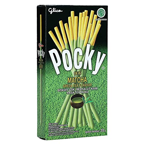 Pocky Glico Matcha Green Tea Cream Covered Biscuit Sticks, 33 g - "Matcha green tea bliss!"