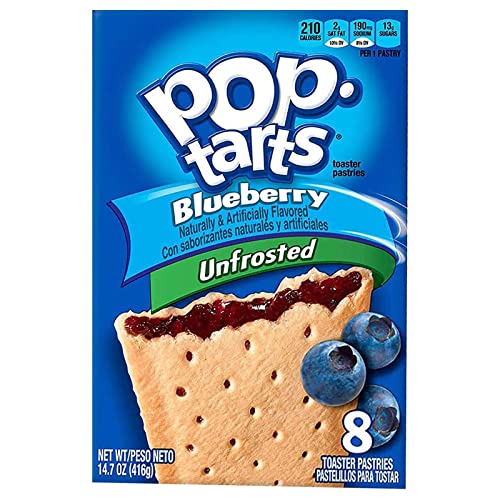 Pop Tarts Unfrosted Blueberry Pack of 2, x 416 g - "Double blueberry delight!"