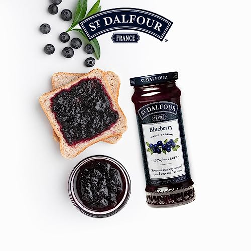 St Dalfour Blueberry Fruit Spread 284 g | No Added Sugar | 100% from Fruit | No Added Preservatives, Colours, Flavors or Sweeteners | No Corn Syrup | Traditional French Recipe