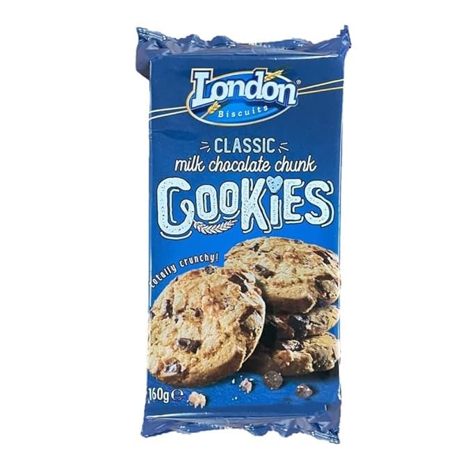 London Biscuits Classic Milk Chocolate Chunk Cookies - Timeless Delight in Every Bite - 160g - "Timeless Chocolate Delight!"