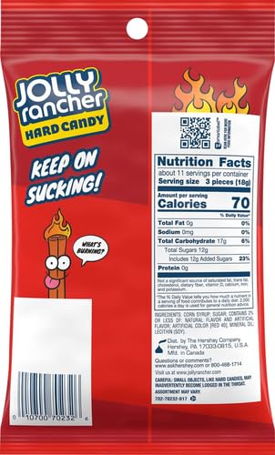 Jolly Rancher Cinnamon Fire! Hard Candy-Peg Bag 7-Ounce Bag - Spice up your day with Jolly Rancher Cinnamon Fire! Hard Candy, 7 oz peg bag.