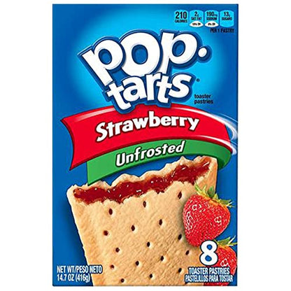 Pop Tarts Unfrosted Strawberry Pack of 4 Pouch, 4 x 416 g - "Four-pack of unfrosted strawberry!"