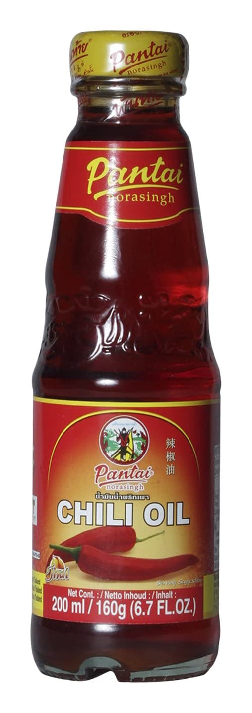 Pantai Chili Oil | Thai Cuisine | contains Soybean Oil, Sarlic, Shallot & Dried Chili | Use as Ingredient or Condiment w/Meat, Poultry, Vegetables & Noodles | Spicy | Vegetarian (200ml) - "Spice up your dishes!"