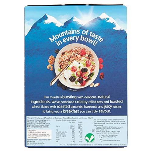 Alpen Swiss Style Muesli with No Added Sugar, 6 X 560 g - Family Pack!