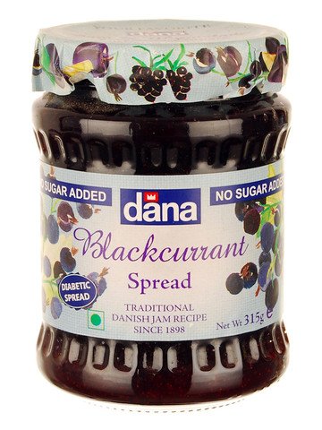 Dana Blackcurrant Spread No Sugar Added, 315g - No sugar added blackcurrant spread