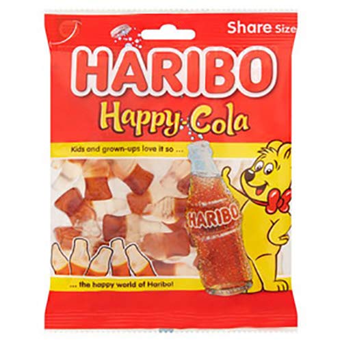 Haribo Happy Cola Candies 140g - Classic cola flavored gummies in a share size pack.