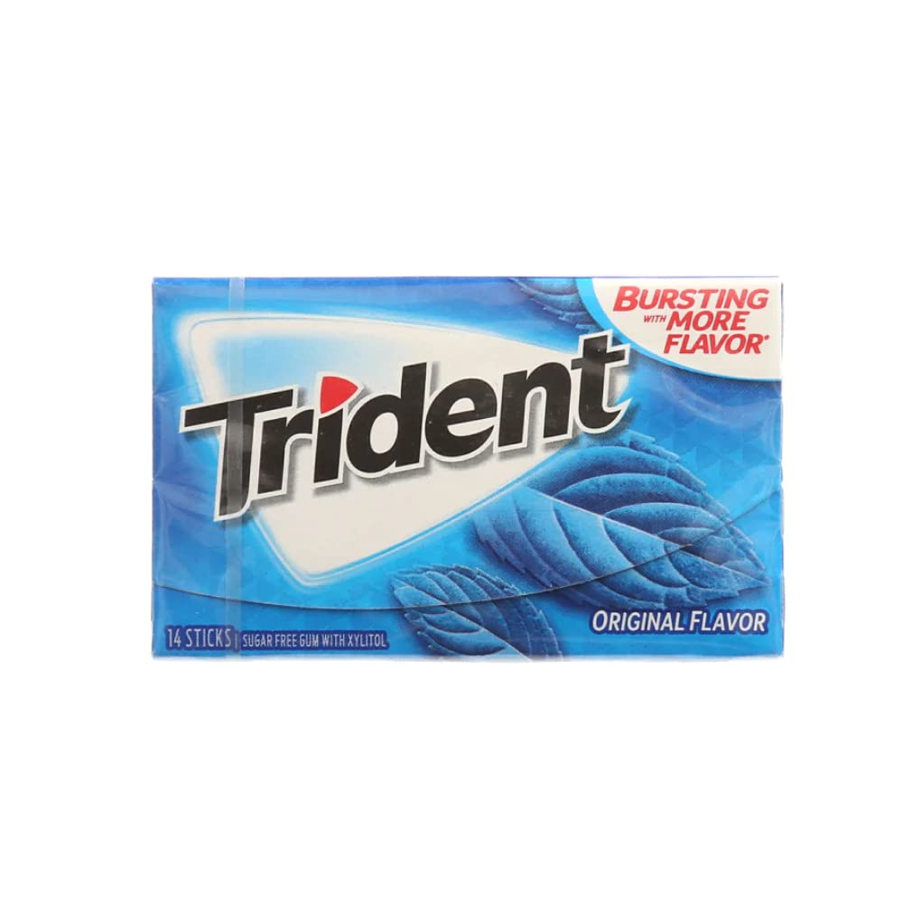 Trident Sugar-Free Chewing Gum - Perfect Peppermint Flavor, 14 Sticks, 26g & Original Flavor, 14 Sticks, 26g - Double the Freshness!