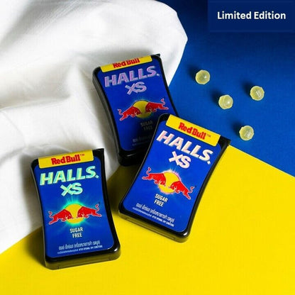 Halls XS Flavored Sugar Free Candy 13.8g Each - Pack of 12 (Red Bull) - Get the taste of Red Bull in a sugar-free candy.