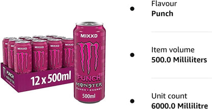 Monster Mixxd Punch Carbonated Energy Drink With A Refreshing Punch Taste 500ml (Pack Of 12) - "Mixxd Punch Power!"