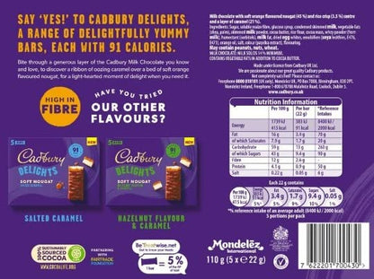 Cadbury Delights Soft Nougat Orange & Caramel Flavour (5 Bars) 110g - Orange caramel nougat