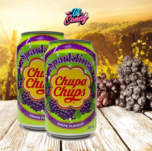 Chupa Chups Grape Sparkling Soda, 345ml (Imported) - Grape soda delight