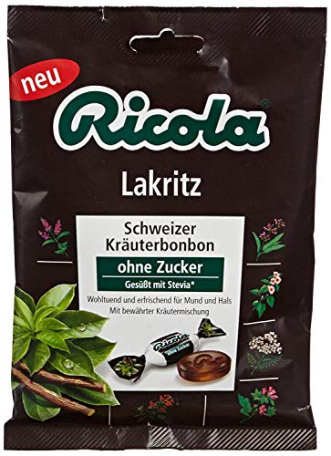 Ricola Licorice/ Lakritz Sugarfree Swiss Herbal Bonbon (3 Bags each 75g) - German Licorice Treat!