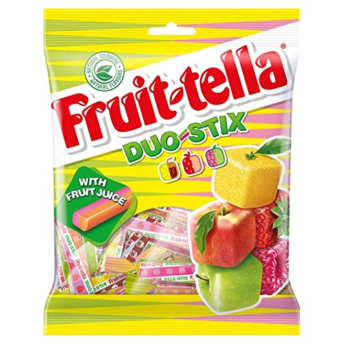 Fruit-tella Duo Stix Candy Single Bag - Fruit, 135 Gram - Duo Stix fruity candy! A delightful mix of fruity flavors in every stick for a sweet and chewy treat!