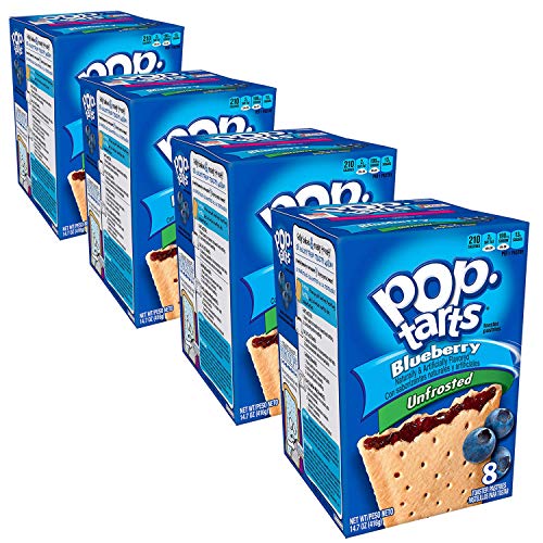 Pop Tarts Unfrosted Blueberry Pack of 4 Pouch, 4 x 416 g - "Four-pack of unfrosted blueberry!"