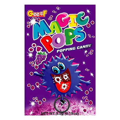 Gee.ef Magic Pops Popping Candy, Grape Flavor, 5 g x 40 Pouches, 200 g - Experience the fun and excitement of Magic Pops popping candy in grape flavor