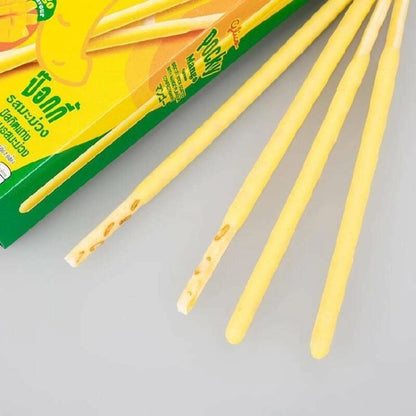 Pocky Sticks Mango Flavour Crunchy Biscuit Inside With Coated Mango Cream Each 25g Pack of 3 - "Mango-tastic Pocky!"