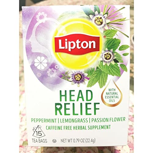 Lipton Head Relief Peppermint Lemongrass & Passion Flower Flavor 15 Tea Bags, 22.4g - "Head Relief Tea!"