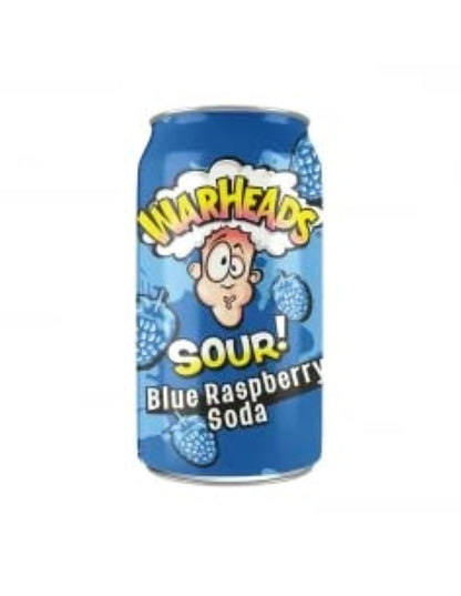 WareHeads Sour Blue Raspberry Soda 355ml (Pack of 6 Cans X 355ml Each)