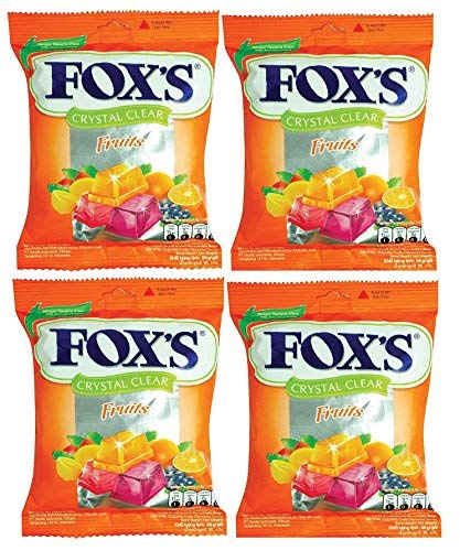 Nestle Fox Crystal Clear Fruit's Candy, 90g Each (Imported) Pack of 4 - "Fox's Crystal Clear Fruits - Pack of 4, Imported Sweet Treats!"