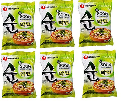 Nongshim Soon Veggie Ramyun Noodles 112gm*6Pack (Imported) - "More veggie goodness!"