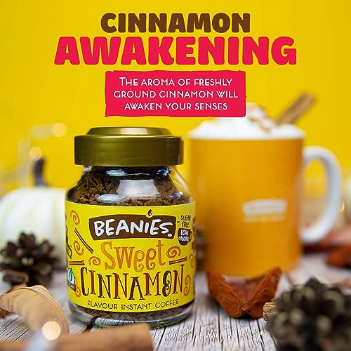 Beanies | Instant Flavoured Coffee | Sweet Cinnamon | Low Calorie, Sugar Free | 50 g | Pack of 1 - Warm cinnamon sweetness