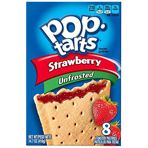 Pop Tarts Unfrosted Strawberry Pack of 2 Pouch, 2 x 416 g - "Double the unfrosted strawberry fun!"