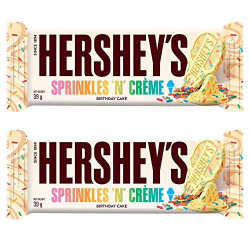 Hershey's Sprinkles 'N' Crème Chocolate, 2 x 39 g - Two 39g bars of fun sprinkles and creamy chocolate.