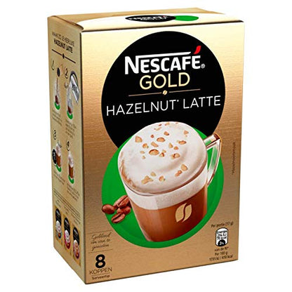 Nescafe Latte Hazelnut Smooth Mixture Of Milk And Coffee - 8 x 17gms - "Hazelnut Latte - Smooth Milk & Coffee Fusion!"