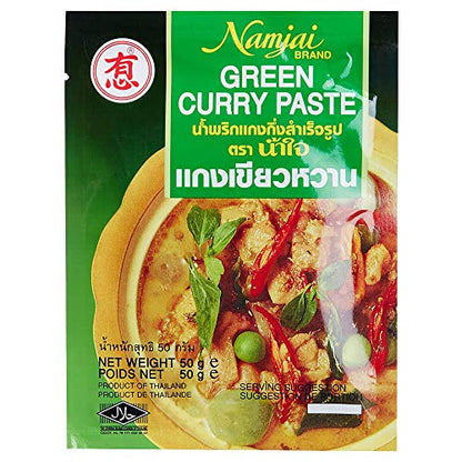 Namjai Green Curry Paste, 4 x 50 g - "Green Curry Family Pack!"