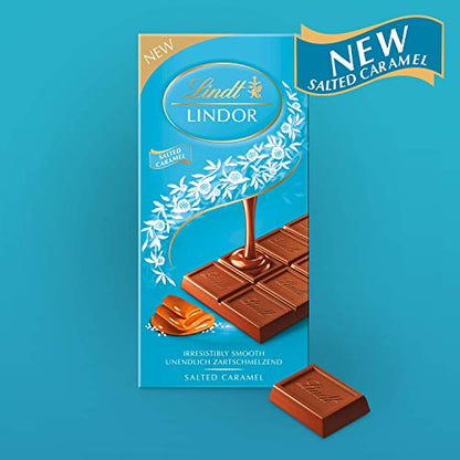 Lindt Lindor Irresistibly Smooth Salted Caramel Chocolate Bar, 100g