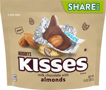 Hershey's Kisses Milk Chocolate with Almonds Sharing Bag, 283g - Milk chocolate Kisses with almonds, 283g sharing bag.