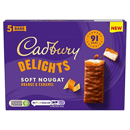 Cadbury Delights Soft Nougat Orange & Caramel Flavour (5 Bars) 110g - Orange caramel nougat