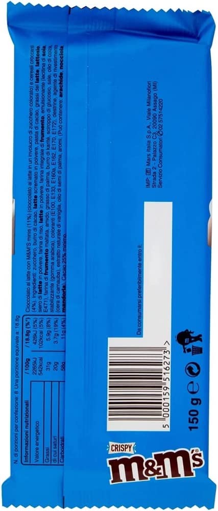 M&M's Crispy Milk Chocolate Bar, 150g - "Crispy Choco Bar!"