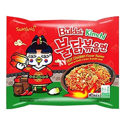 Samyang Korean Buldak Cheese Noodles PK1 & Buldak Carbo Noddles PK1 & Buldak Kimchi Pk1(420Gm)(Imported) Pack of 3 (Non - Vegetrian)