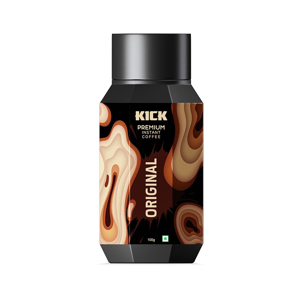 Kick Coffee | Premium Instant Coffee | Original Flavor | 100g | Makes 50+ cups - Start your day right with the classic taste of Kick Coffee Premium Instant Coffee, 100g, makes 50+ cups.