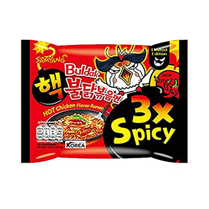 Samyang Hot Chicken 3X Spicy Instant Buldak Noodles Ramen Flavor (140 grams)