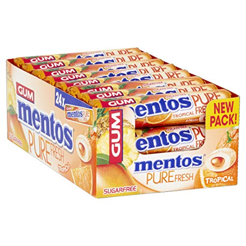 Mentos Sugarfree Pure Fresh, Tropical Fresh, 24 x 15.5 g - "Tropical Fresh Bliss!"