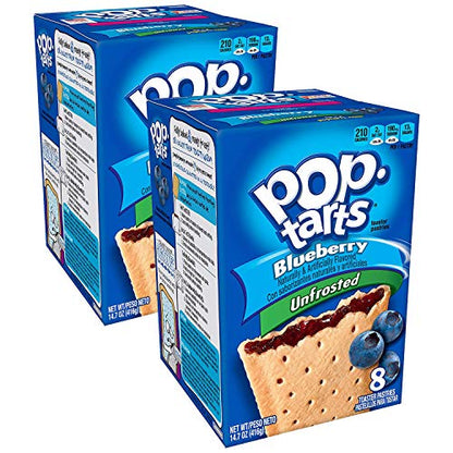 Pop Tarts Unfrosted Blueberry Pack of 2, x 416 g - "Double blueberry delight!"