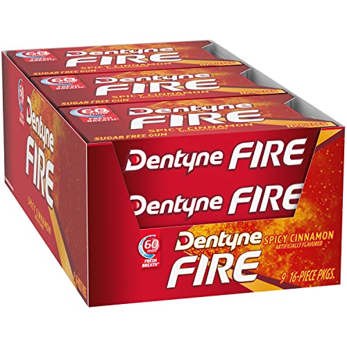 Dentyne Ice, Fire Cinnamon, 16-Piece Packet - Pack of 9 - Cinnamon fire!