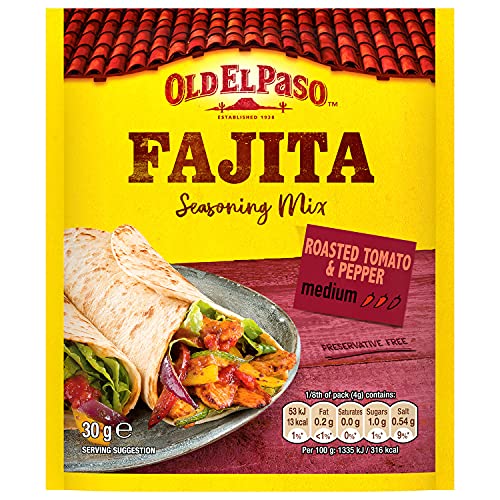 Old El Paso Seasoning Mix for Fajitas Roasted Tomato & Pepper Medium 30g - "Flavorful fajita seasoning!"