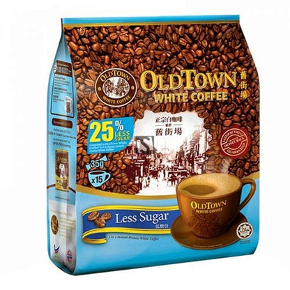 Old Town White Coffee Less Sugar 3 in 1 Instant Premix White Coffee Packet ( 15 X 35g ), 525g - "Coffee with less guilt!"