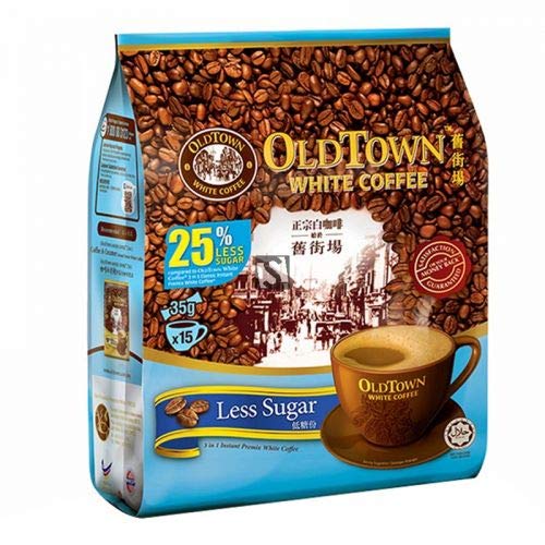 Old Town White Coffee Less Sugar 3 in 1 Instant Premix White Coffee Packet ( 15 X 35g ), 525g - "Coffee with less guilt!"