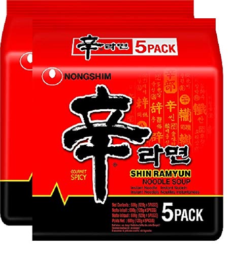 Nongshim-Shin Ramyun Instant Korean Style Noodles 600Gm (120Gm*5) (Pack Of 2) (Imported), 120 grams - "Authentic Korean spice!"