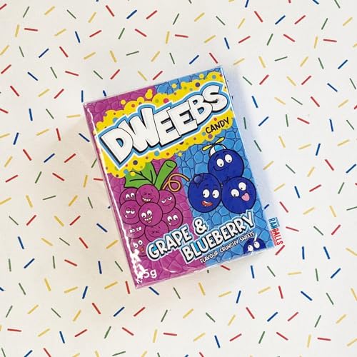 Dweebs Candy - Duo Flavors Pack - 45g Travel Friendly Pack - Sweet, Crunchy, Tangy, and Full of Untamed Flavour! (Grape & Blueberry) - Grape & blueberry blast!