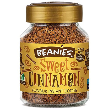 Beanies | Instant Flavoured Coffee | Sweet Cinnamon | Low Calorie, Sugar Free | 50 g | Pack of 1 - Warm cinnamon sweetness