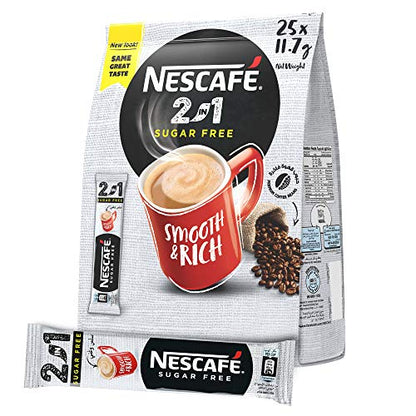 Nescafe Sugar-Free 2 In 1 (25 Sticks) Pouch, 292.5 Gm, Coffee - "Sugar-Free 2 in 1 - 25 Sticks of Pure Coffee Pleasure!"