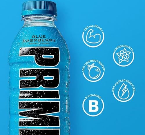 Prime Blue Raspberry Hydration Drink, 16.9 fl oz â„® 500 ml, 12 Pack - Refreshing blue raspberry hydration!